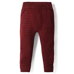 Babyhug Knit Full Length Woollen Pant With Text Embroidery - Wine