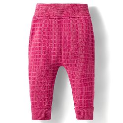 Babyhug Knit Full Length Woollen Pant With Text Embriodery - Pink