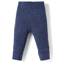 Babyhug Knit Full Length Woollen Pant With Text Embroidery - Blue