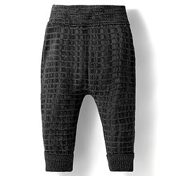 Babyhug Knit Full Length Woollen Pant With Text Embriodery - Charcoal Grey