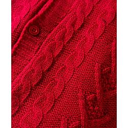 Babyhug Knit Full Sleeves Front Open Hooded Sweater with Cable Knit Design - Red