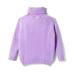 Babyhug Knit Full Sleeves Pullover Turtle Neck Sweater with Butterfly Patch Detailing - Lavender