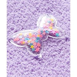 Babyhug Knit Full Sleeves Pullover Turtle Neck Sweater with Butterfly Patch Detailing - Lavender