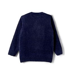 Babyhug Knit Full Sleeves Pullover Sweater with Sequin Detailing - Navy Blue