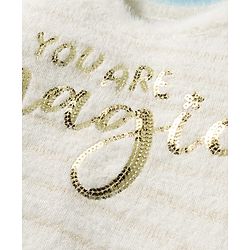 Babyhug Knitted Full Sleeves Extra Soft Hairy Eyelash Yarn Pullover Sweater With Sequin Detailing - White