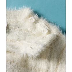 Babyhug Knitted Full Sleeves Extra Soft Hairy Eyelash Yarn Pullover Sweater With Sequin Detailing - White