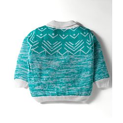 Babyhug Knitted Full Sleeves Pullover Sweater Set With Abstract Design - Turquoise Blue