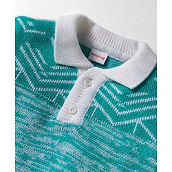 Babyhug Knitted Full Sleeves Pullover Sweater Set With Abstract Design - Turquoise Blue