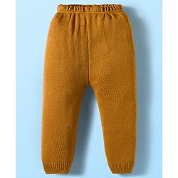 Babyhug Knit Full Sleeves Pullover Sweater Set With Stripes - Mustard