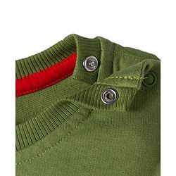Babyhug Terry Knit Full Sleeves T-Shirt and Joggers Set with Teddy Print - Olive Green & Grey