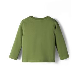 Babyhug Terry Knit Full Sleeves T-Shirt and Joggers Set with Teddy Print - Olive Green & Grey