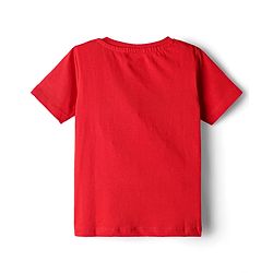 Babyhug Single Jersey Knit Half Sleeves T-Shirt & Shorts Set with Animal Safari Print - Red & Blue