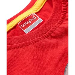 Babyhug Single Jersey Knit Half Sleeves T-Shirt & Shorts Set with Animal Safari Print - Red & Blue