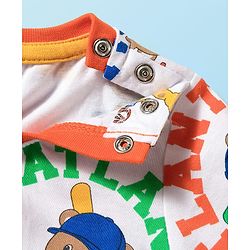 Babyhug Single Jersey Knit Half Sleeves T-Shirt & Shorts Set With Animal Print - White & Orange