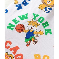 Babyhug Single Jersey Knit Half Sleeves T-Shirt & Shorts Set With Animal Print - White & Orange