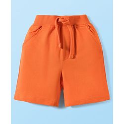 Babyhug Single Jersey Knit Half Sleeves T-Shirt & Shorts Set With Animal Print - White & Orange