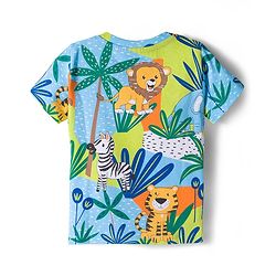 Babyhug Single Jersey Knit Half Sleeves T-Shirt & Shorts Set With Animal Print - Blue