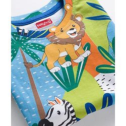 Babyhug Single Jersey Knit Half Sleeves T-Shirt & Shorts Set With Animal Print - Blue