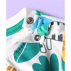 Babyhug 100% Cotton Single Jersey Knit Half Sleeves T-Shirt & Shorts Set with Jungle Theme Print - Mint