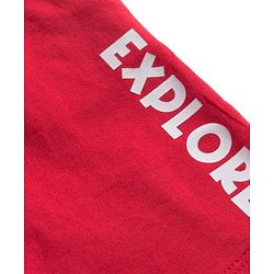 Babyhug Single Jersey Knit Half Sleeves T-Shirt & Shorts Set with Explore Text & Jungle Print - Red & Multicolor