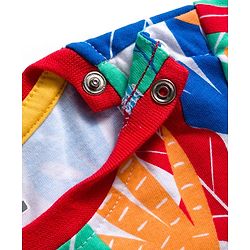 Babyhug Single Jersey Knit Half Sleeves T-Shirt & Shorts Set with Explore Text & Jungle Print - Red & Multicolor