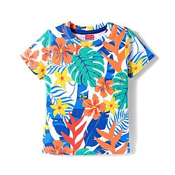 Babyhug Single Jersey Knit Half Sleeves T-Shirt & Shorts Set with Floral Print - Blue