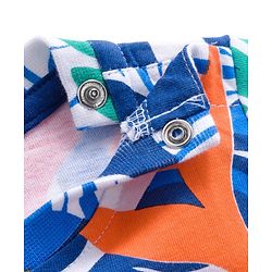 Babyhug Single Jersey Knit Half Sleeves T-Shirt & Shorts Set with Floral Print - Blue