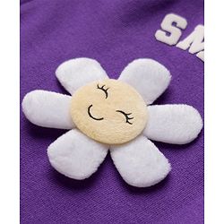 Babyhug Cotton Knit Full Sleeves Hooded Sweatjacket With Floral Graphics & Applique - Purple