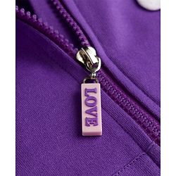 Babyhug Cotton Knit Full Sleeves Hooded Sweatjacket With Floral Graphics & Applique - Purple