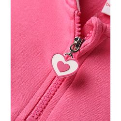 Babyhug Cotton Knit Full Sleeves Hooded Cut & Sew Sweatshirt with Heart Patch Detailing - Pink