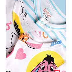 Babyhug Disney Interlock Knit Full Sleeves Footed Sleepsuits With Winnie the Pooh Graphics Pack Of 2 - White & Light Blue