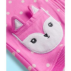 Babyhug Cotton Knit Full Sleeves Hooded Sweatjacket with Polka Dots Print - Pink