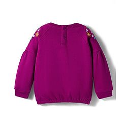 Babyhug Cotton Knit Full Raglan Sleeves Sweatshirt With Animal & Floral Embroidery - Purple