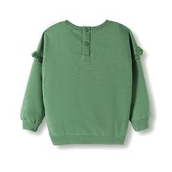 Babyhug Cotton Knit Full Sleeves Sweatshirt With Floral Embroidery - Green