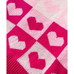 Babyhug Knitted Full Sleeves Pullover Sweater Set With Heart Design - Pink
