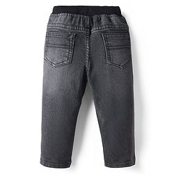 Babyhug Cotton Denim Full Length Solid Colour Jeans With Stretch - Black