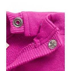 Babyhug Cotton Knit Full Drop Shoulder Volume Sleeves Sweatshirt with Floral Graphics & Butterfly Applique - Dark Pink
