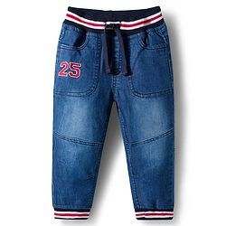 Babyhug Denim Full Length Washed Jeans with Stretch - Blue