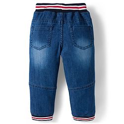 Babyhug Denim Full Length Washed Jeans with Stretch - Blue