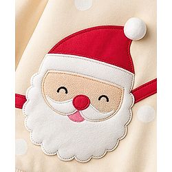 Babyhug Cotton Knit Full Sleeves Sweatshirt With Santa Claus Applique - Yellow