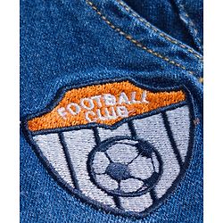 Babyhug Full Length Denim Washed Jeans with Stretch & Patch Detailing - Blue