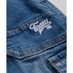 Babyhug Cotton Denim Full Length Jeans With Belt & Text Embriodery - Blue