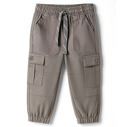 Babyhug Twill Woven Full Length Solid Colour Trouser With Stretch - Grey
