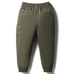 Babyhug Twill Woven Full Length Solid Colour Trouser Pant With Stretch - Olive Green