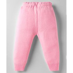 Babyhug Knit Full Sleeves Front Open Sweater Set With Cable Knit Design - Pink & White