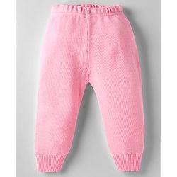 Babyhug Knit Full Sleeves Front Open Sweater Set With Cable Knit Design - Pink & White