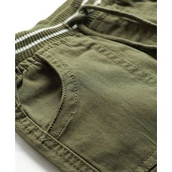 Babyhug Twill Woven Full Length Trouser With Stretch & Pockets - Olive Green