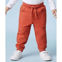 Babyhug Poplin Woven Full Length Solid Colour Trouser Pant - Orange