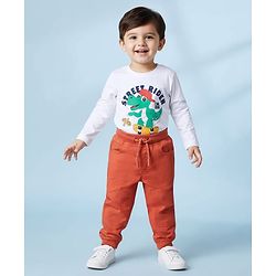 Babyhug Poplin Woven Full Length Solid Colour Trouser Pant - Orange