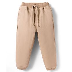 Babyhug Twill Woven Full Length Solid Colour Trouser With Stretch - Beige